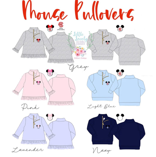 Mouse Pullover Collection ETA Sept to LLCCO Then to Customers