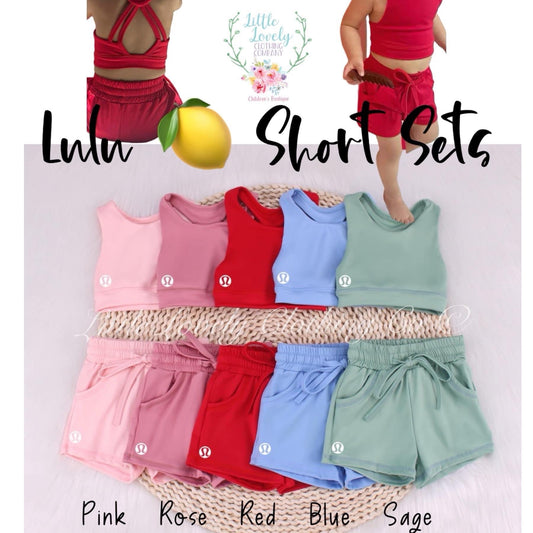 Lulu Cropped Short Sets Presale Eta June to LLCCO Then to Customers