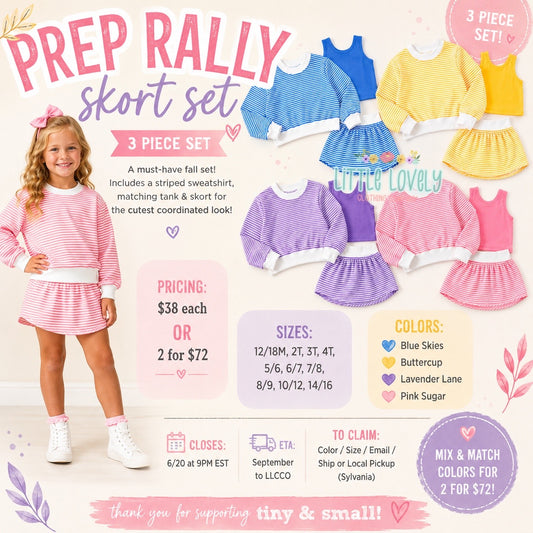 Prep Rally 3 Pc Skort Set, ETA: Sept to LLCCO