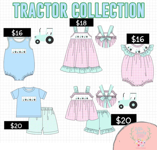 Pastel Tractor Embroidery Collection Pre-Sale, ETA July to LLCCO, then to Customers