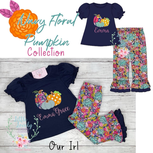 Navy Floral Pumpkin Collection Presale ETA Late July to LLCCO Then to Customers