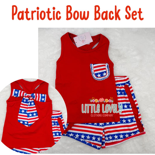 Patriotic Bow Back Short Set