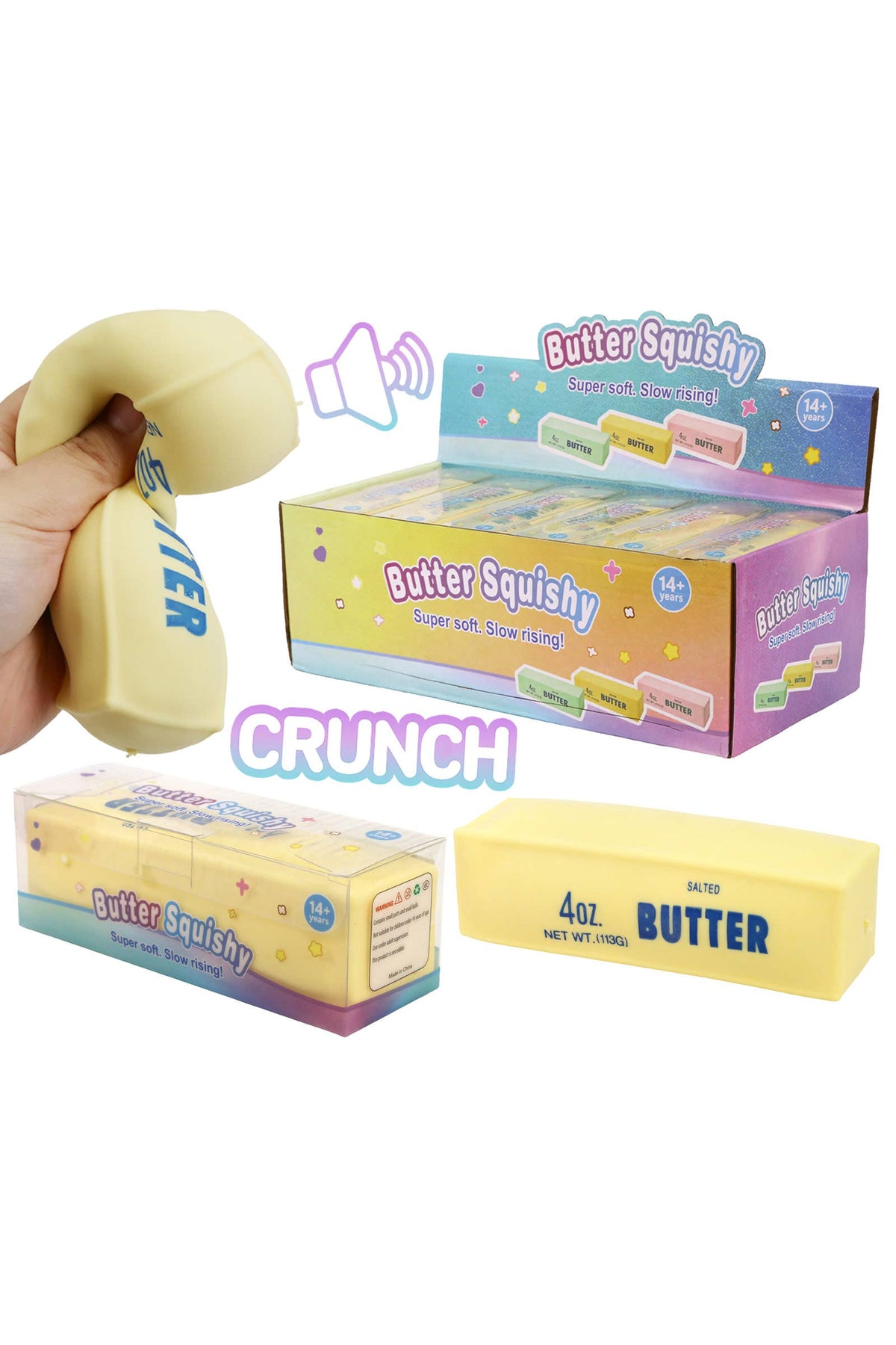 Yellow Butter Zero Rebound Crunchy Bead Slime TPR Squishy — Presale, Ships in ~2 Weeks