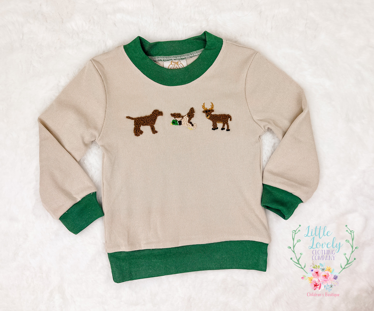 On The Hunt French Knot Boys Sweater