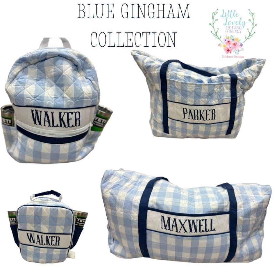 Blue Gingham Luggage Collection  Presale ETA Late May to LLCCO Then to Customers