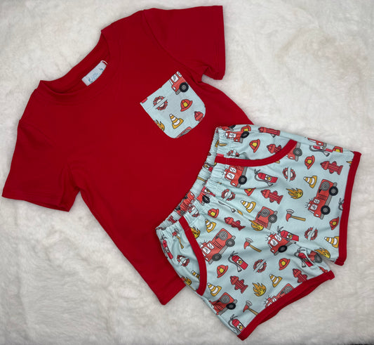 Firefighter Boys Short Set