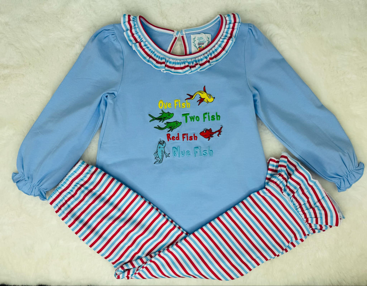 One, Two, Red, Blue Girls Pant Set