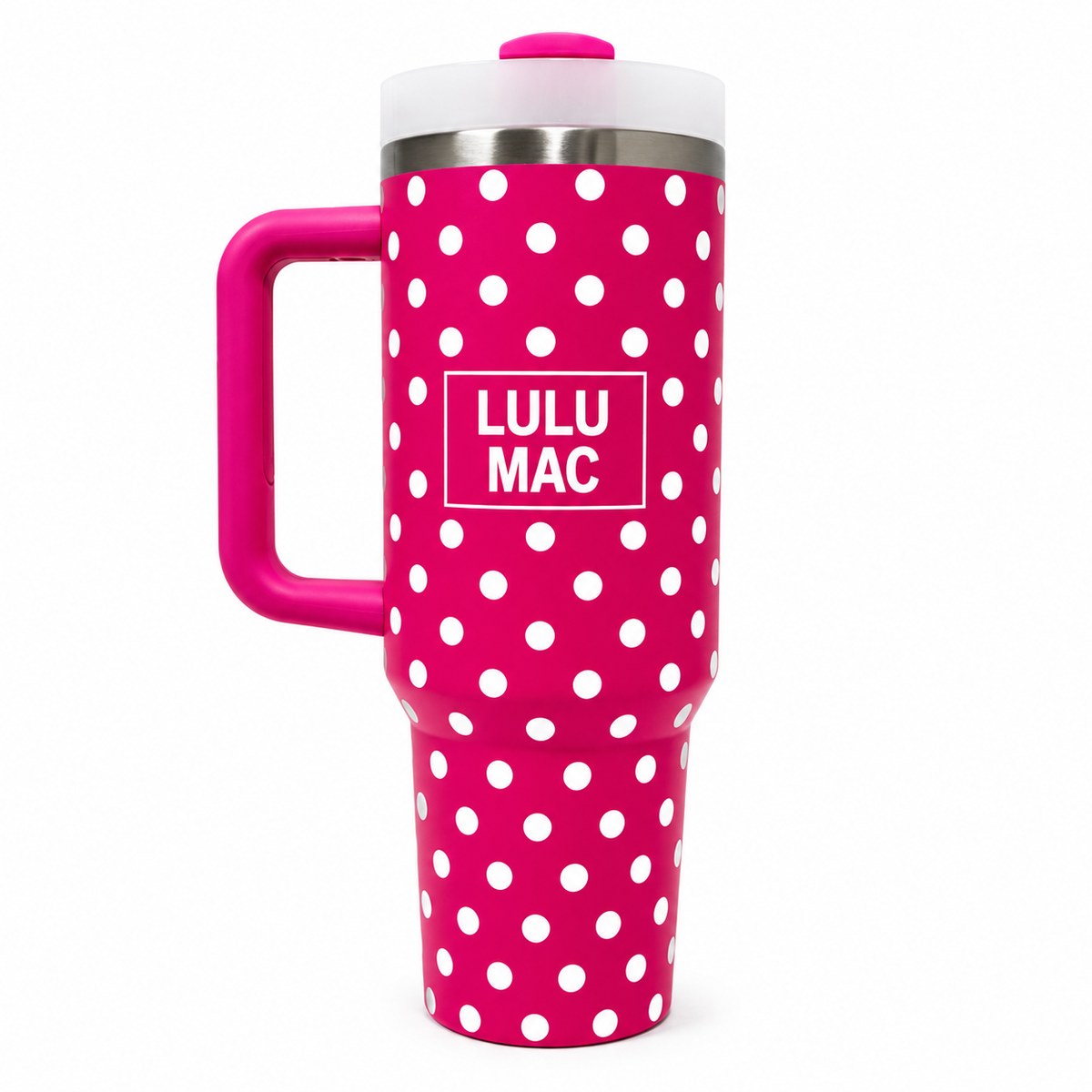 Lulu Mac PINK/WHITE DOT TUMBLER — Presale ETA Late November