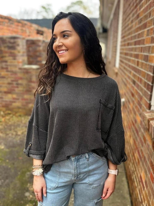 Gray Ribbed Top Presale Eta March to LLCCO Then to Customers