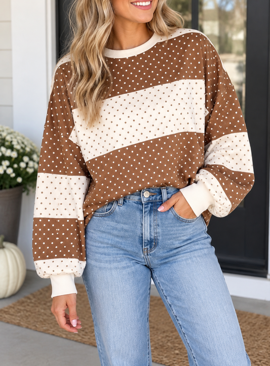 Brown Polka Dot Plus Top