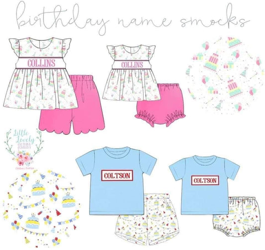 Birthday Name Smocked Collection Pre-Sale ETA August to LLCCO Then to Customers