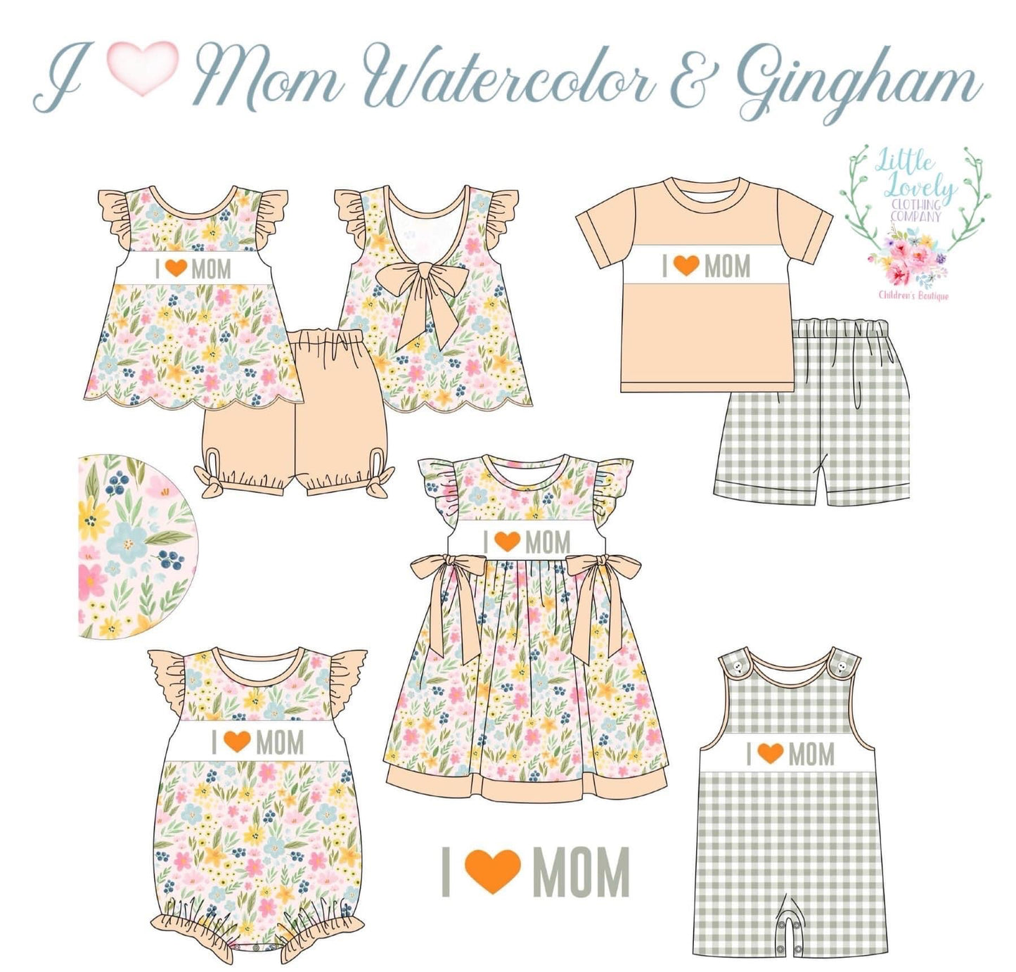 I Love Mom Watercolor & Gingham Pre-Sale ETA to Customer Mid April