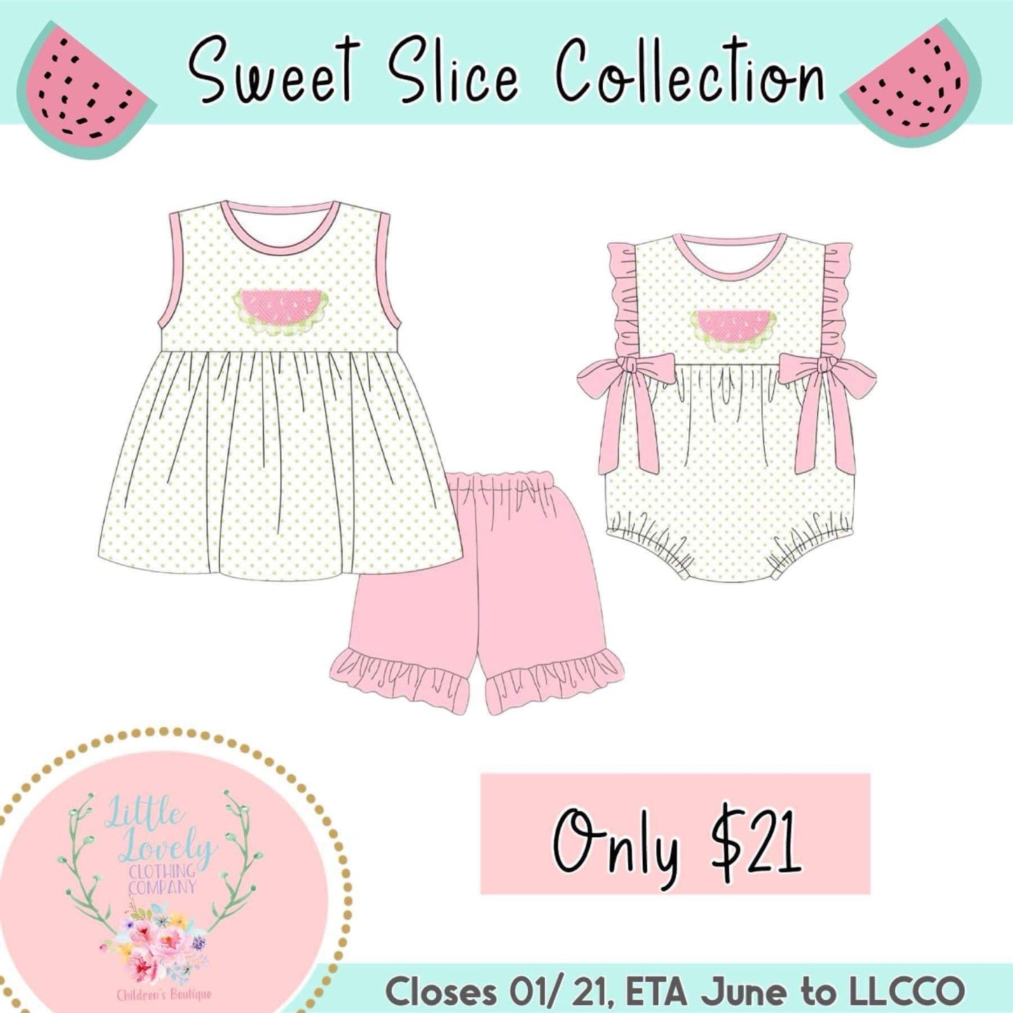 Sweet Slice Collection ETA June to LLCCO Then to Customer