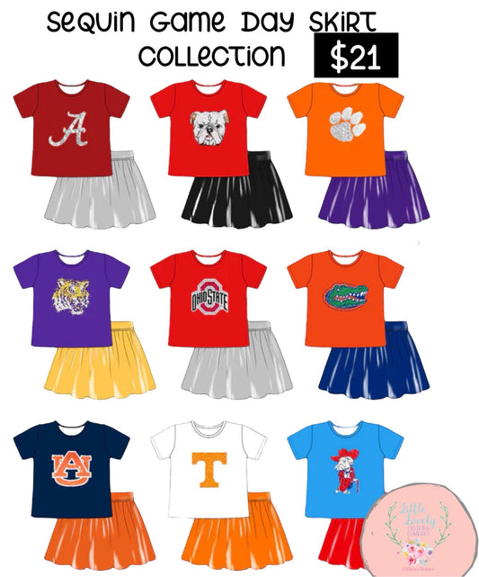 Sequin Tee Game Day Skirt Collection Presale Eta July to LLCCO Then to Customers