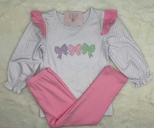 Pastel Bows Girls Legging Set