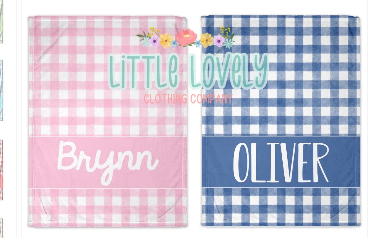 GINGHAM CUSTOM NAME BLANKETS, ETA: Early Dec