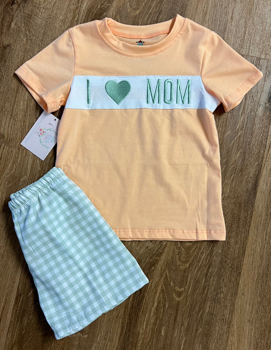 I Love Mom Boys Short Set