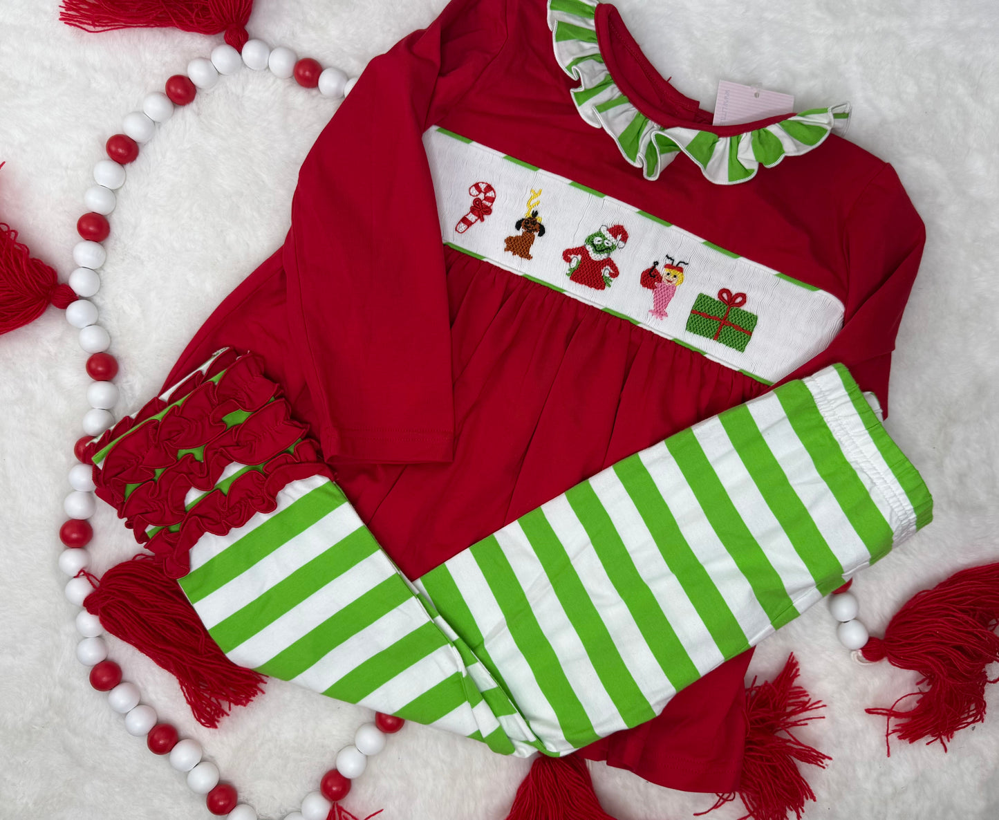 Grinchy Christmas Smocked Set-5T