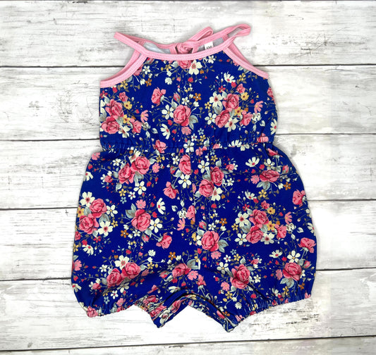 Blue Floral Girls Romper