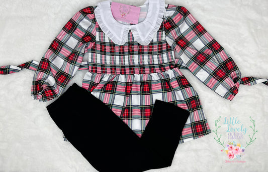 Holiday Plaid Girls Pant Set