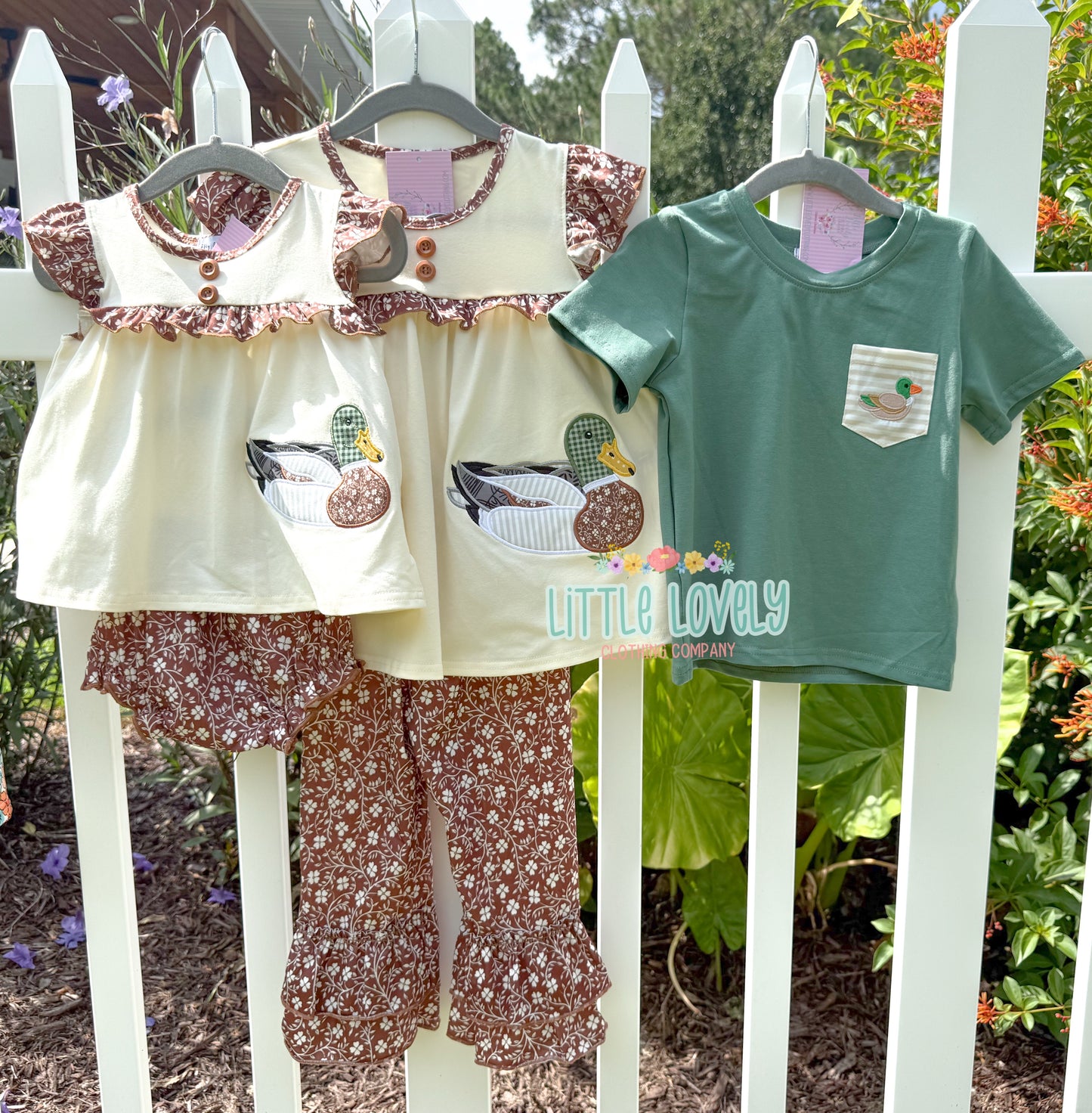 Vintage Mallard Girls Pant & Diaper Set