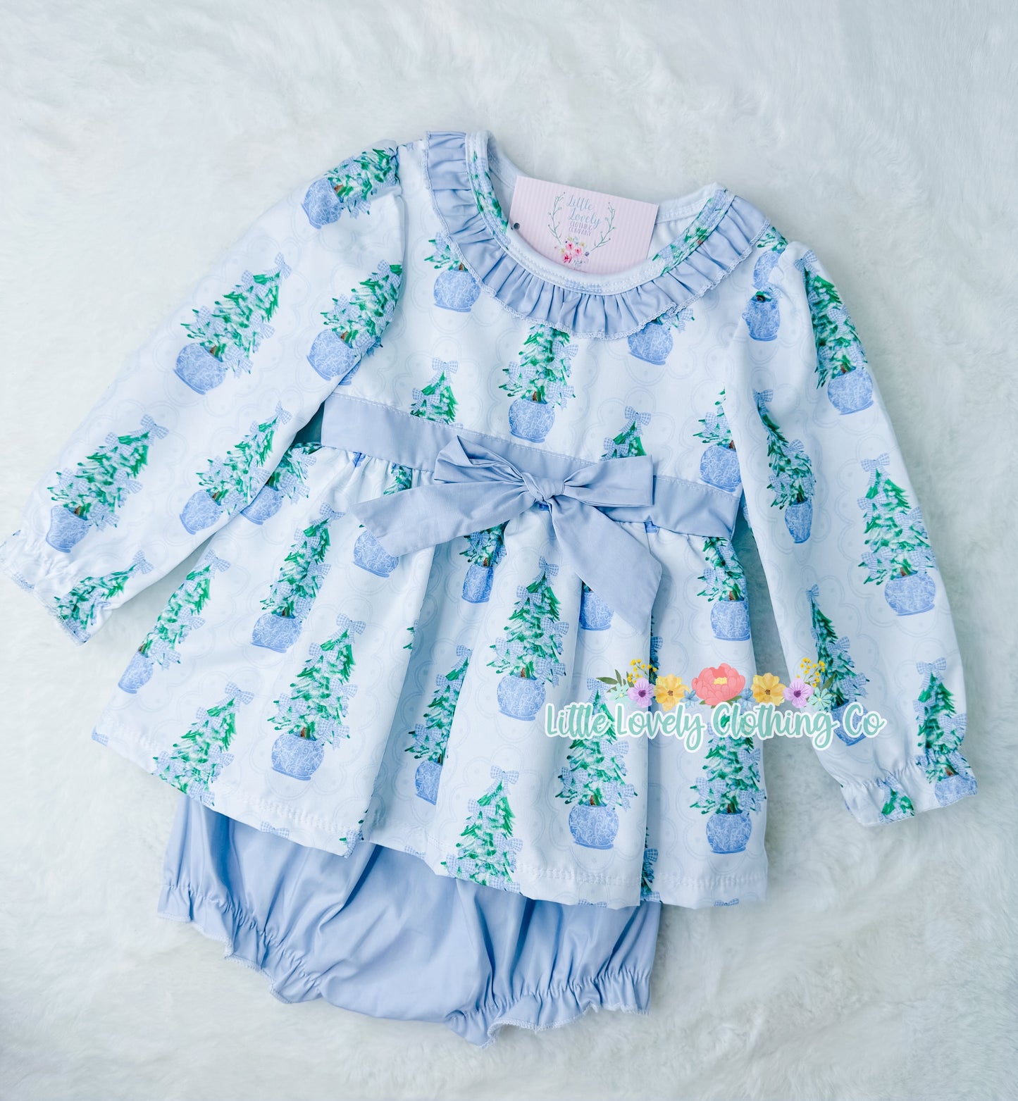 Blue Christmas Bloomer Set