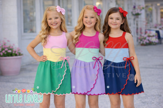 Color Block Scallop Dresses, ETA: Ships Late June