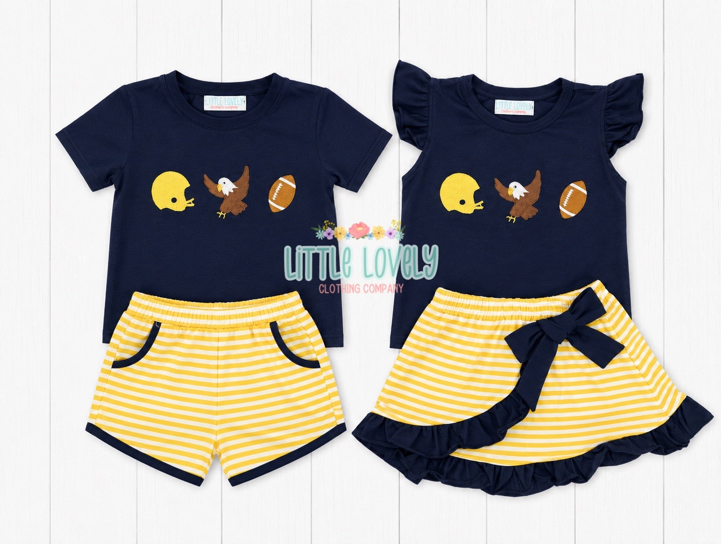 Navy & Yellow Football Short Set