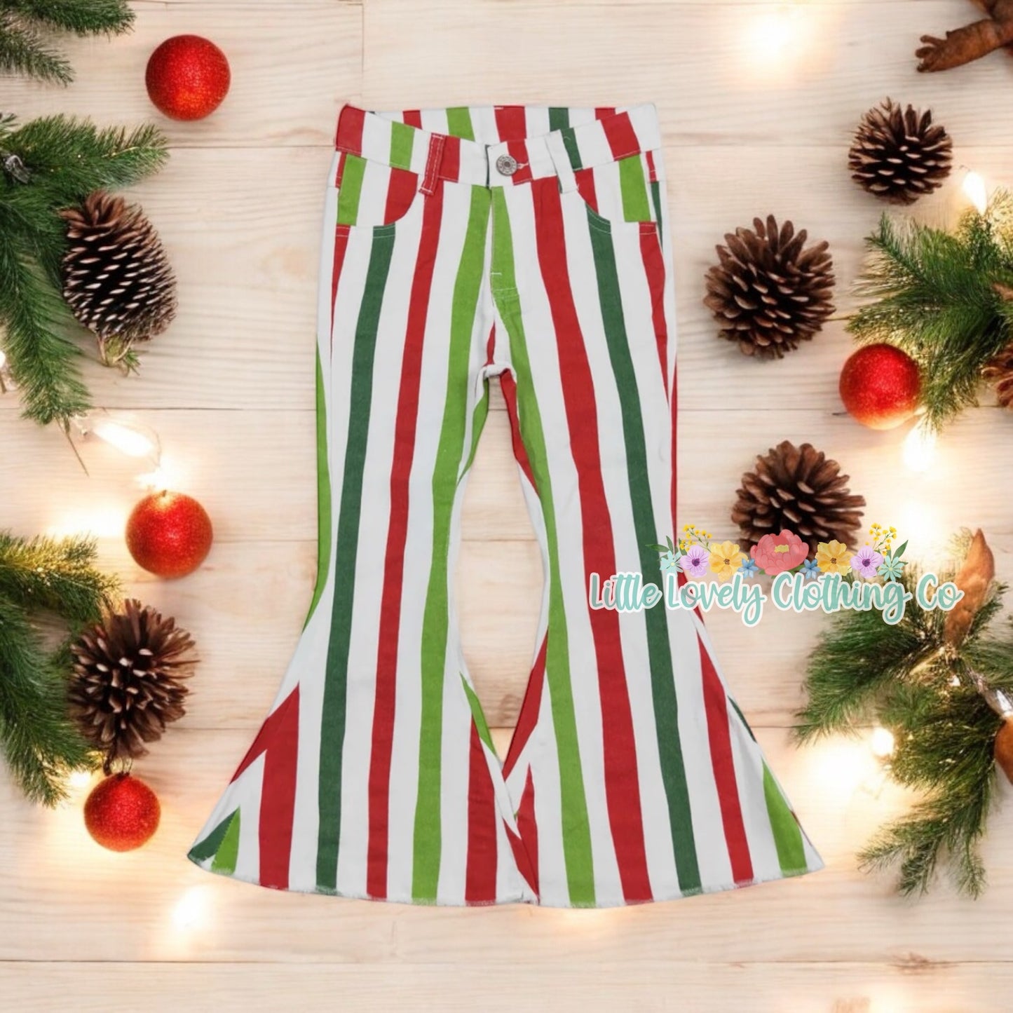 Christmas Stripe Denim Bells