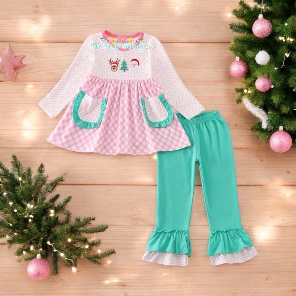 Pastel Christmas Trio Girls Pant Set