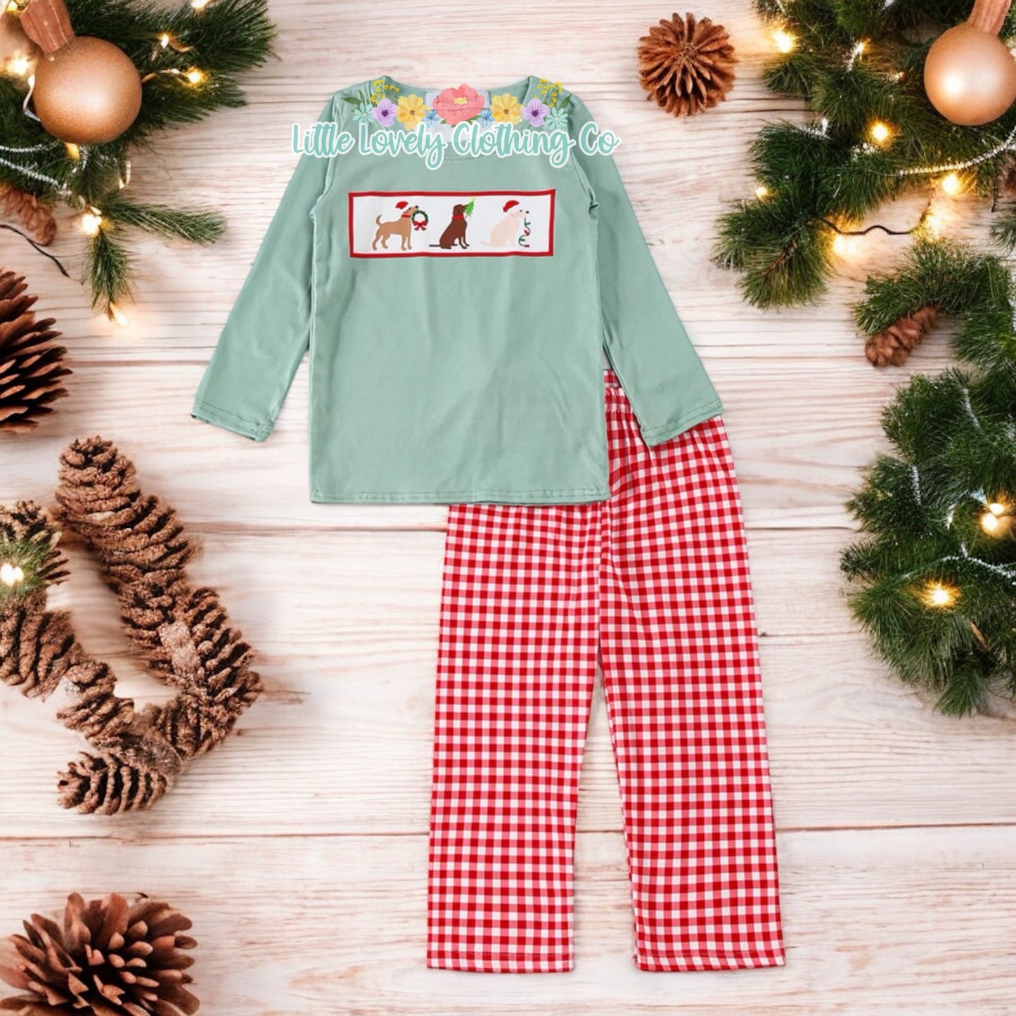 Santa Puppy Trio Boys Pant Set