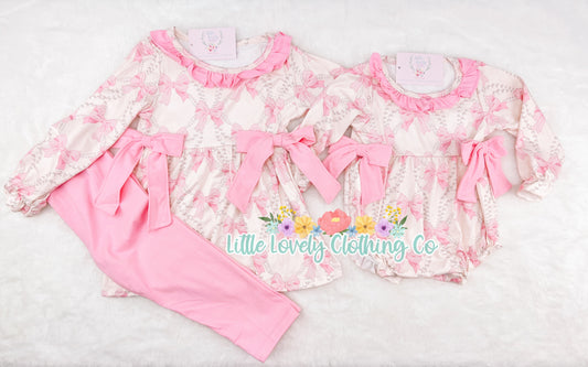 Pearls & Bows Girls Legging Set