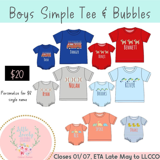 Boys Simple Bubbles, Pre-Sale ETA: Late May To LLCCO