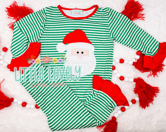 Santa Stripe Girls Lounge Set
