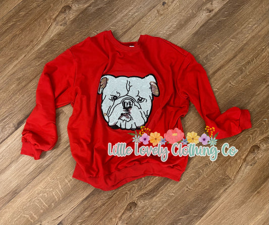 Bulldog Sequin Ladies Sweatshirt