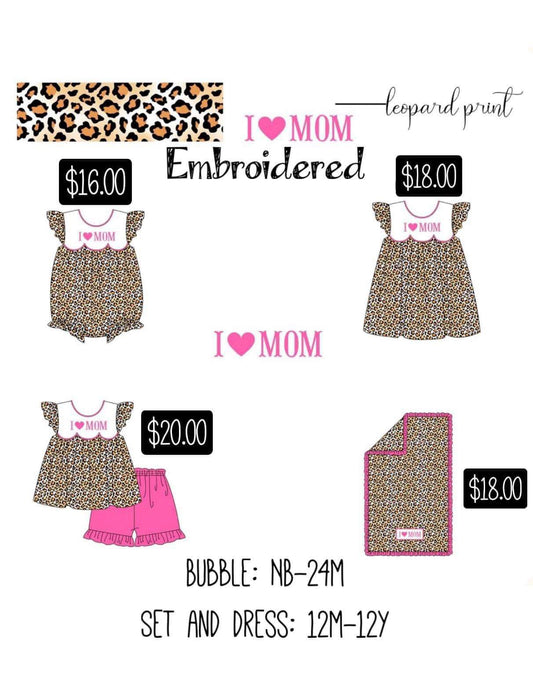I Love Mom Cheetah Embroidered Collection Presale ETA May to Customers