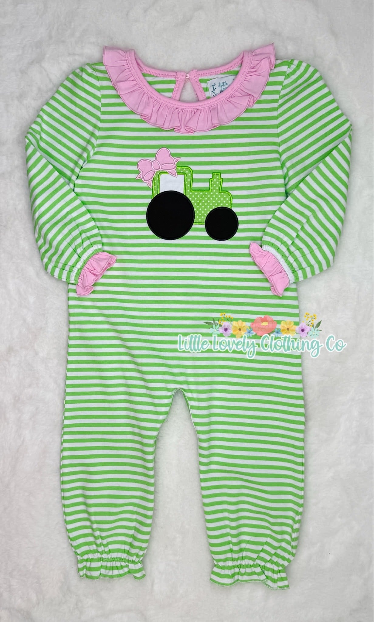 Tractor & Stripes Girls Set & Romper