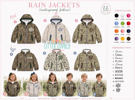 Camo & Spots Waterproof Jackets, ETA: Oct to LLCCO