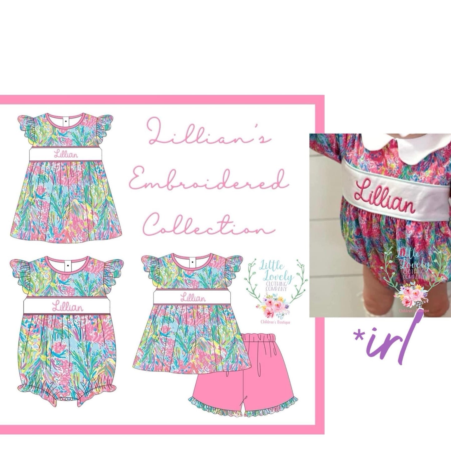 Lillian's Embroidered Collection, Pre-Sale ETA: June to LLCCO, then to you.