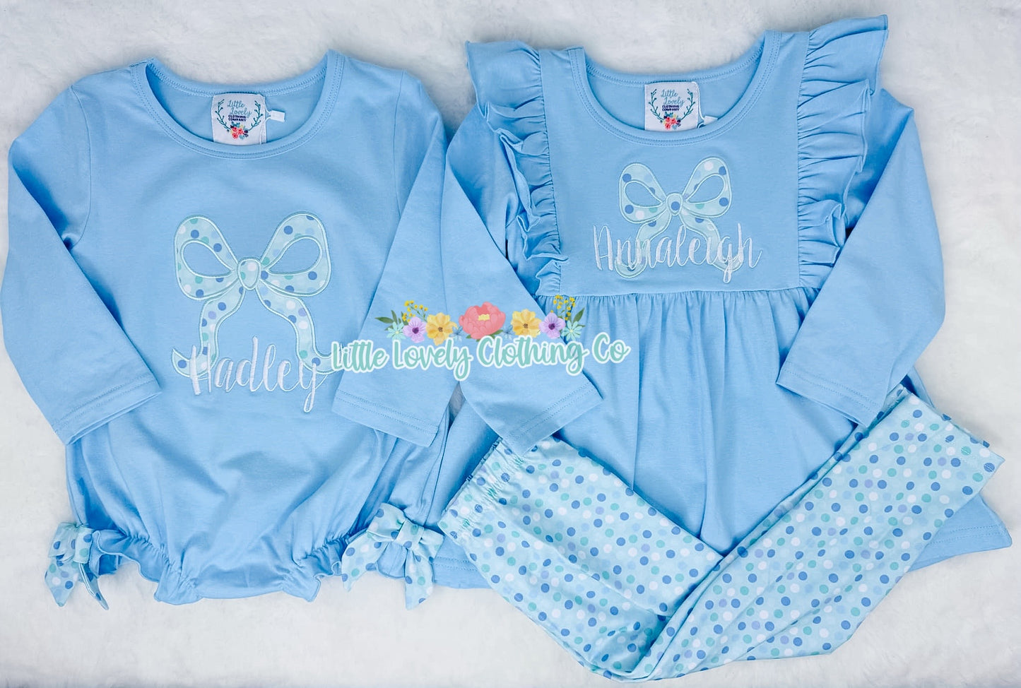 Dotty Ribbon Pant Set & Bubble