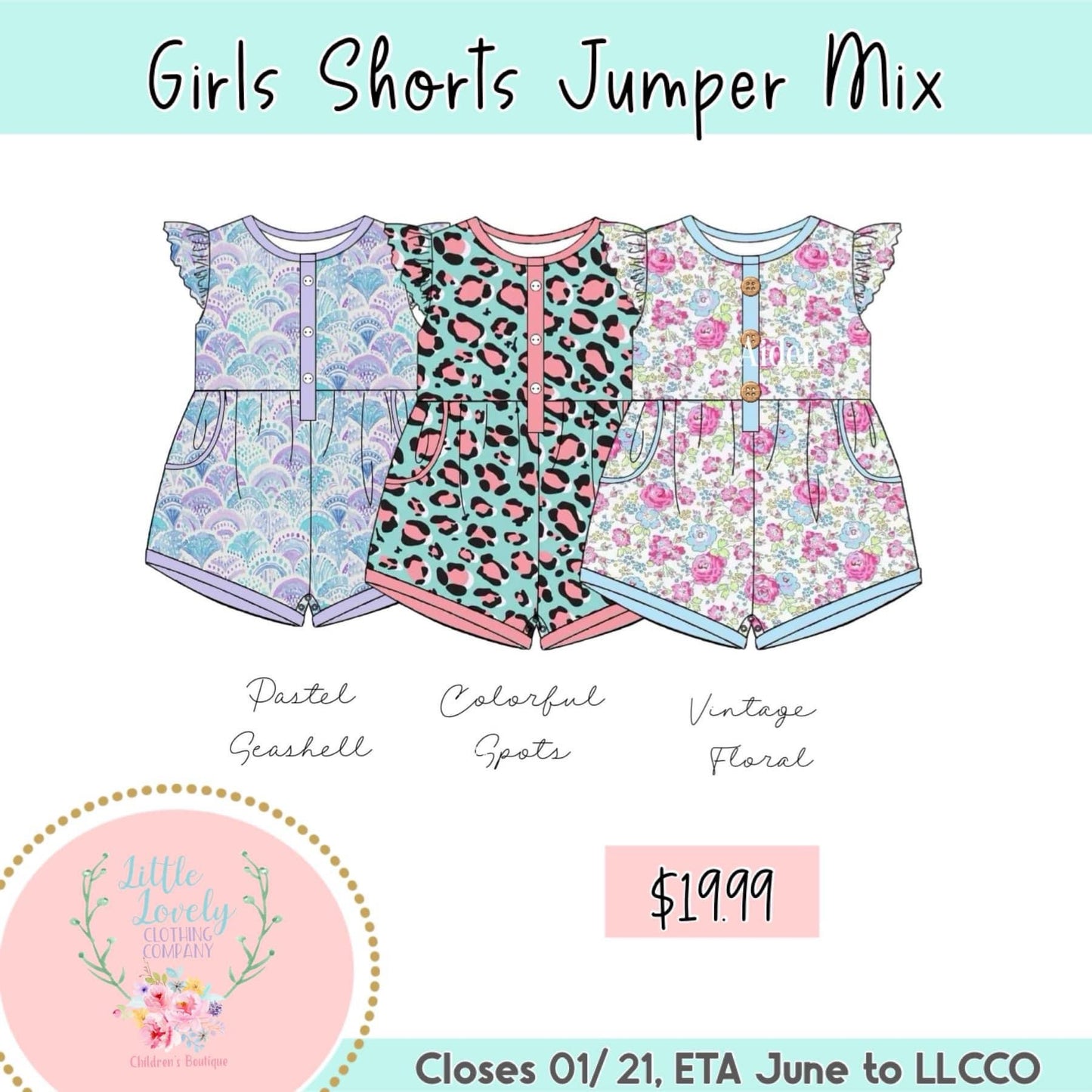 Girls Shorts Jumpers, Pre-Sale ETA: June to LLCCO, then to you!