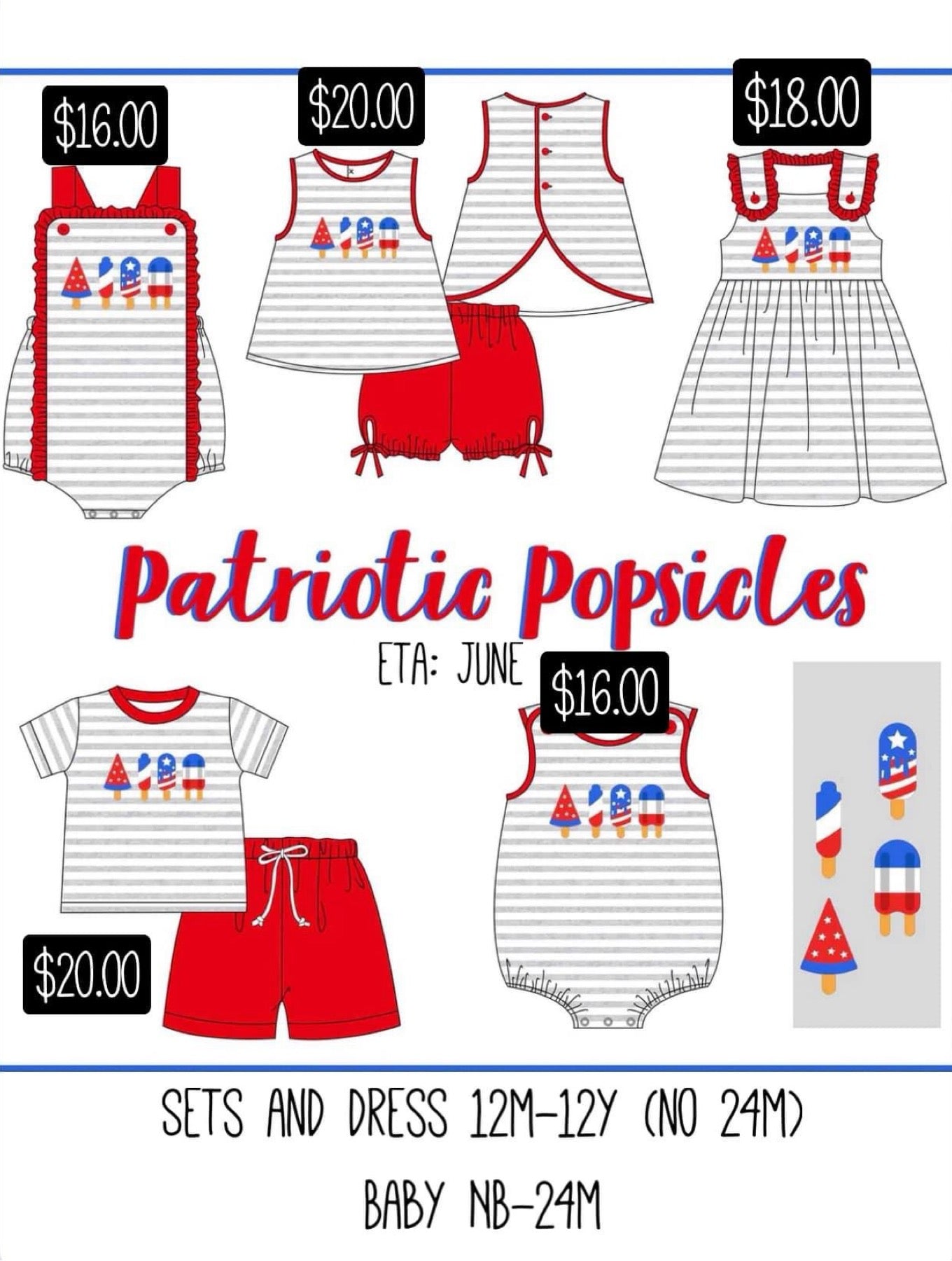 Patriotic Popsicle Collection Presale ETA June to Customers