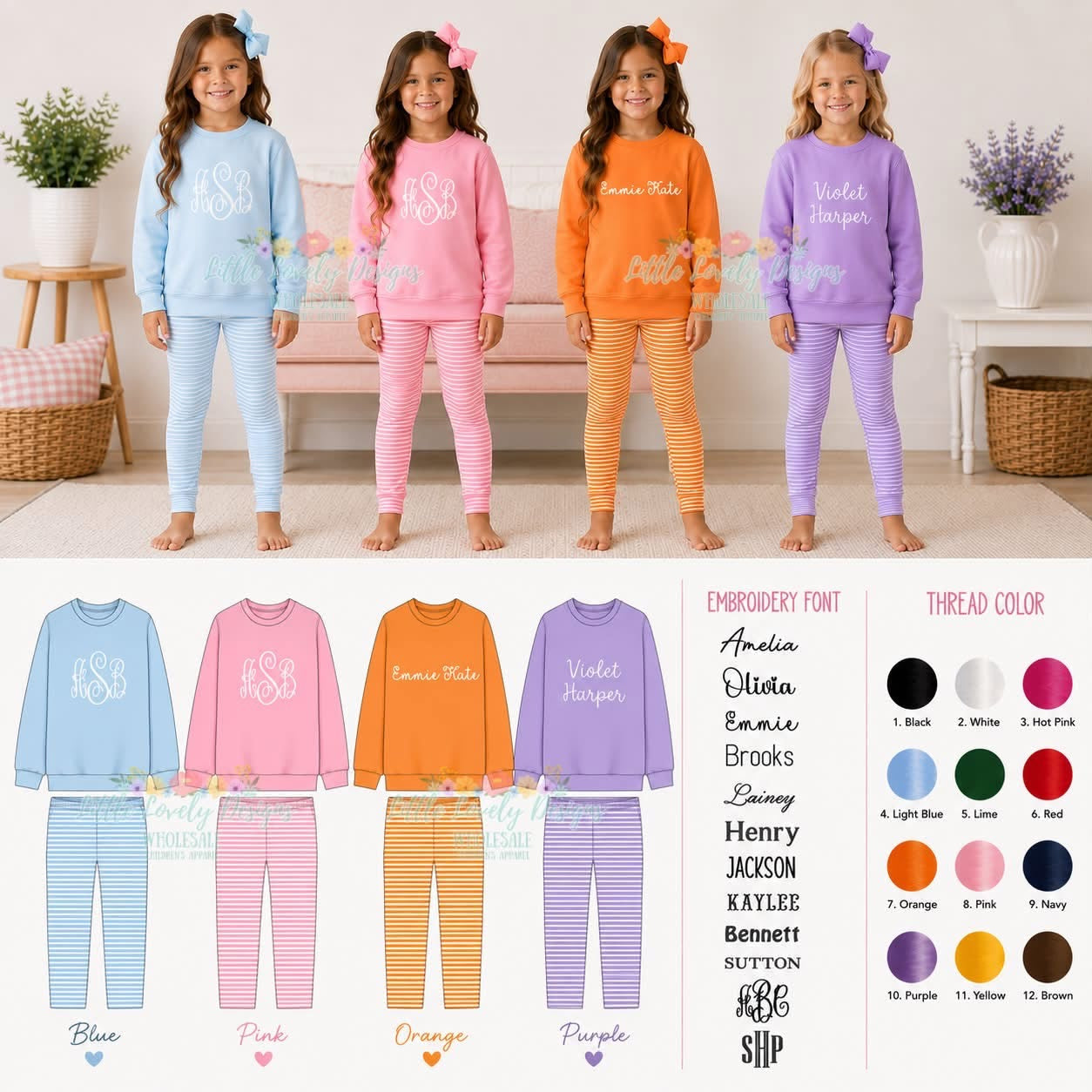 Custom Embroidered Sweatshirt & Legging Sets, Ships Nov