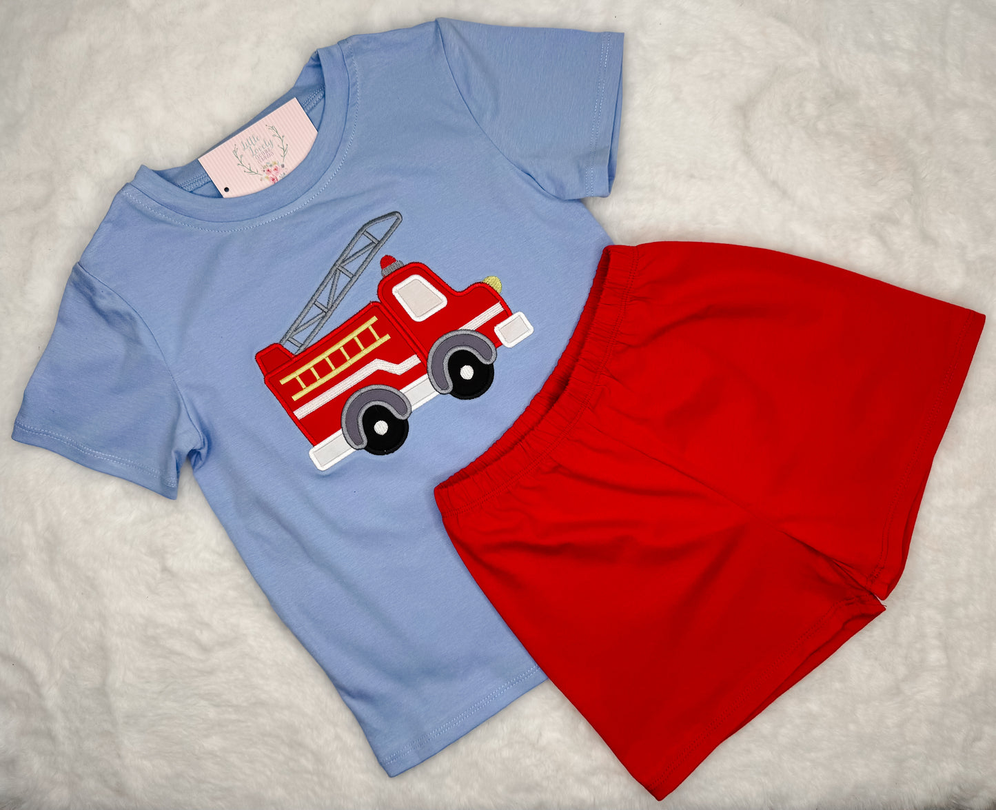Fire Engine Boys Short Set