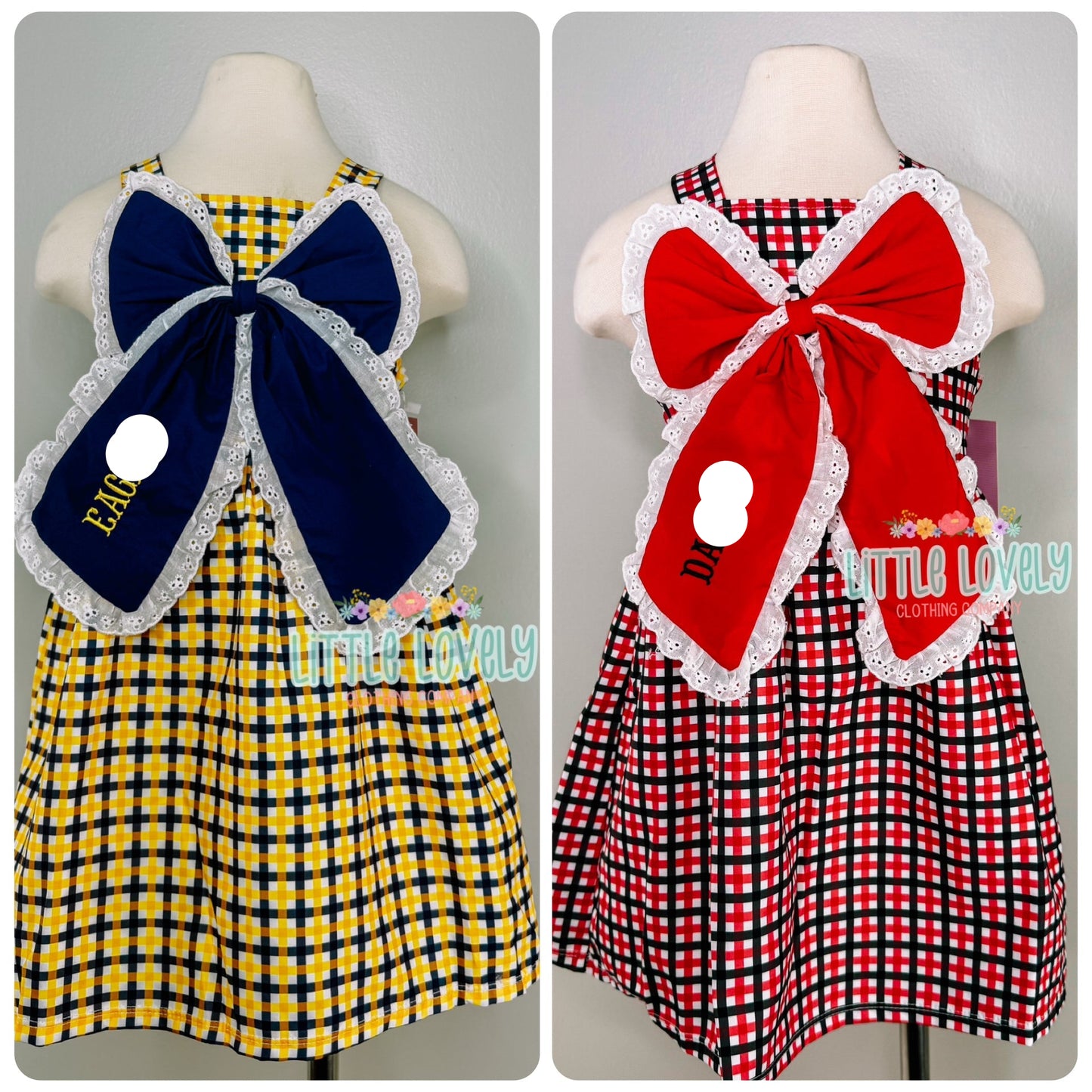 GA Bow-Tiful Blue & Gold Dress & Red & Black Dress