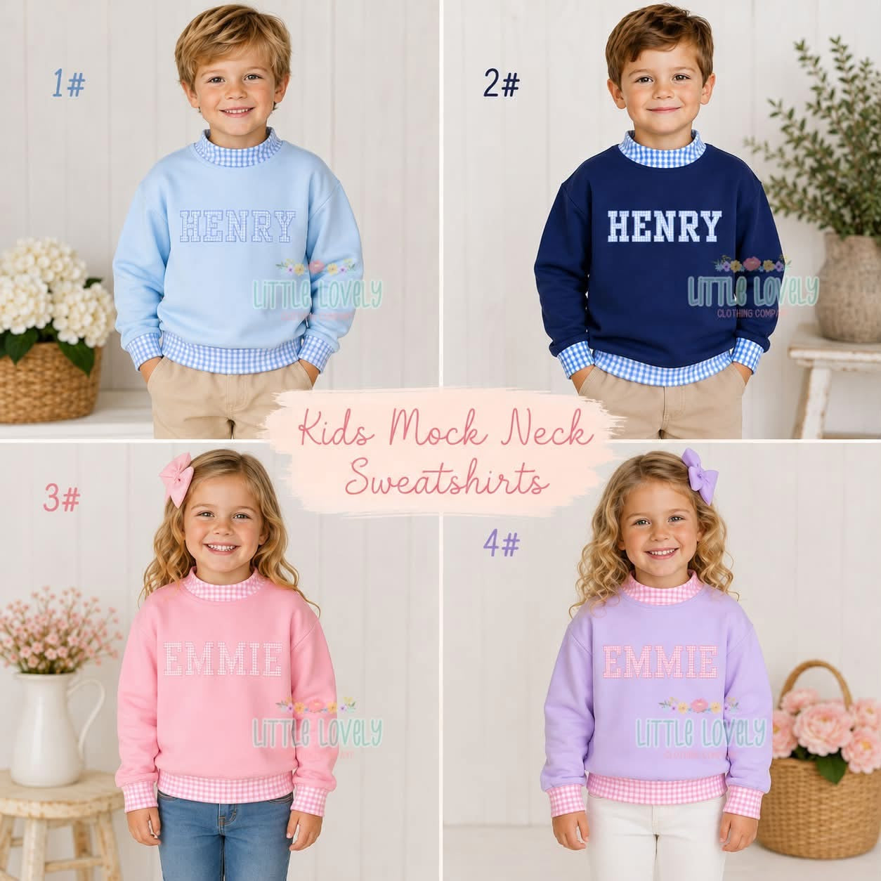 Kids Appliqué Mock Neck Pullovers, ETA: Nov to LLCCO