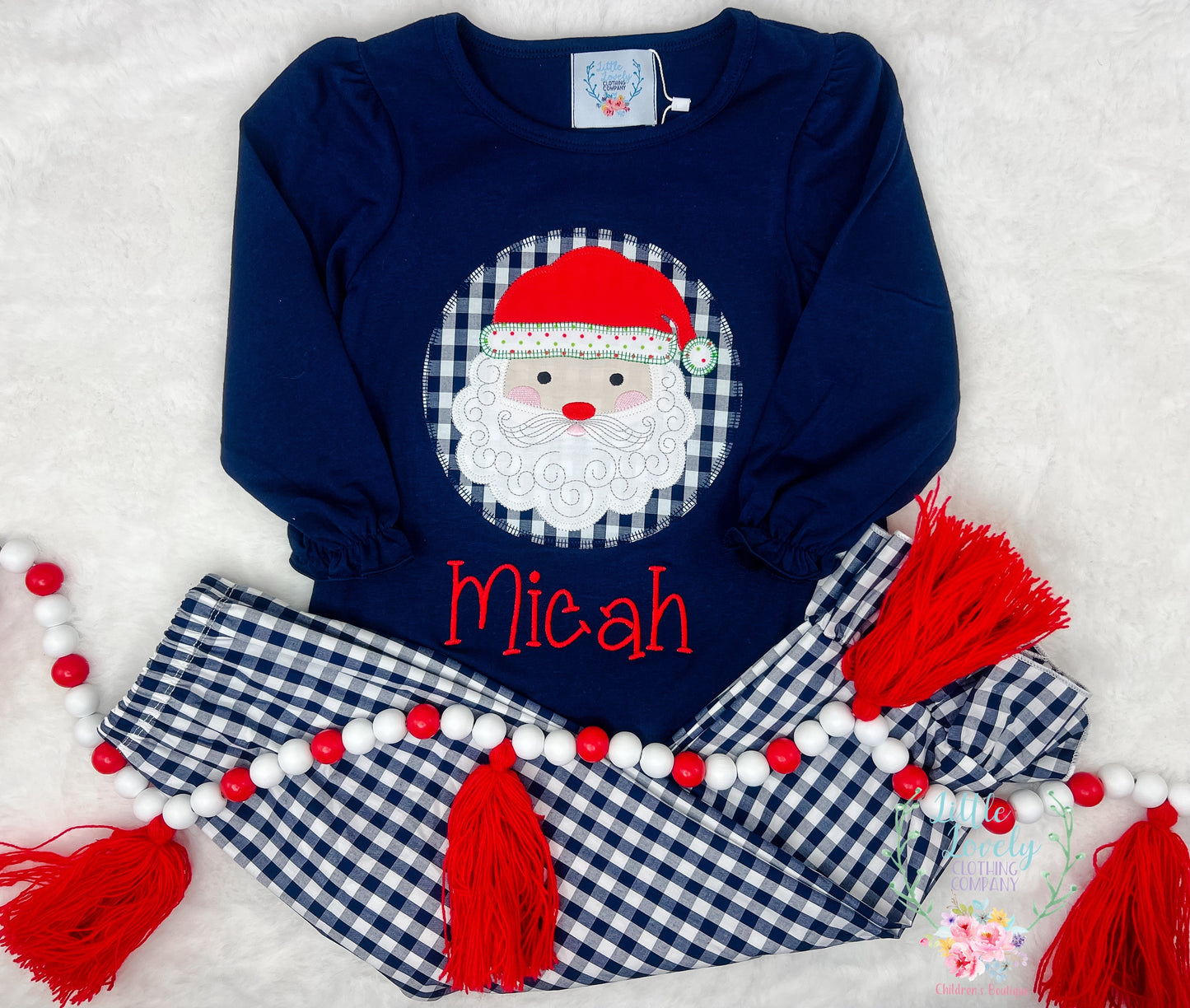 Jolly Navy Santa Girls Pant Set-4T