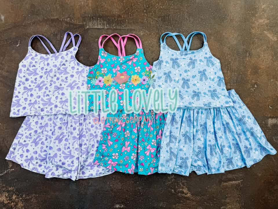 Preppy Girls Skort Skirt & Tank Sets