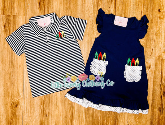 Navy Stripe Crayon Cutie Polo