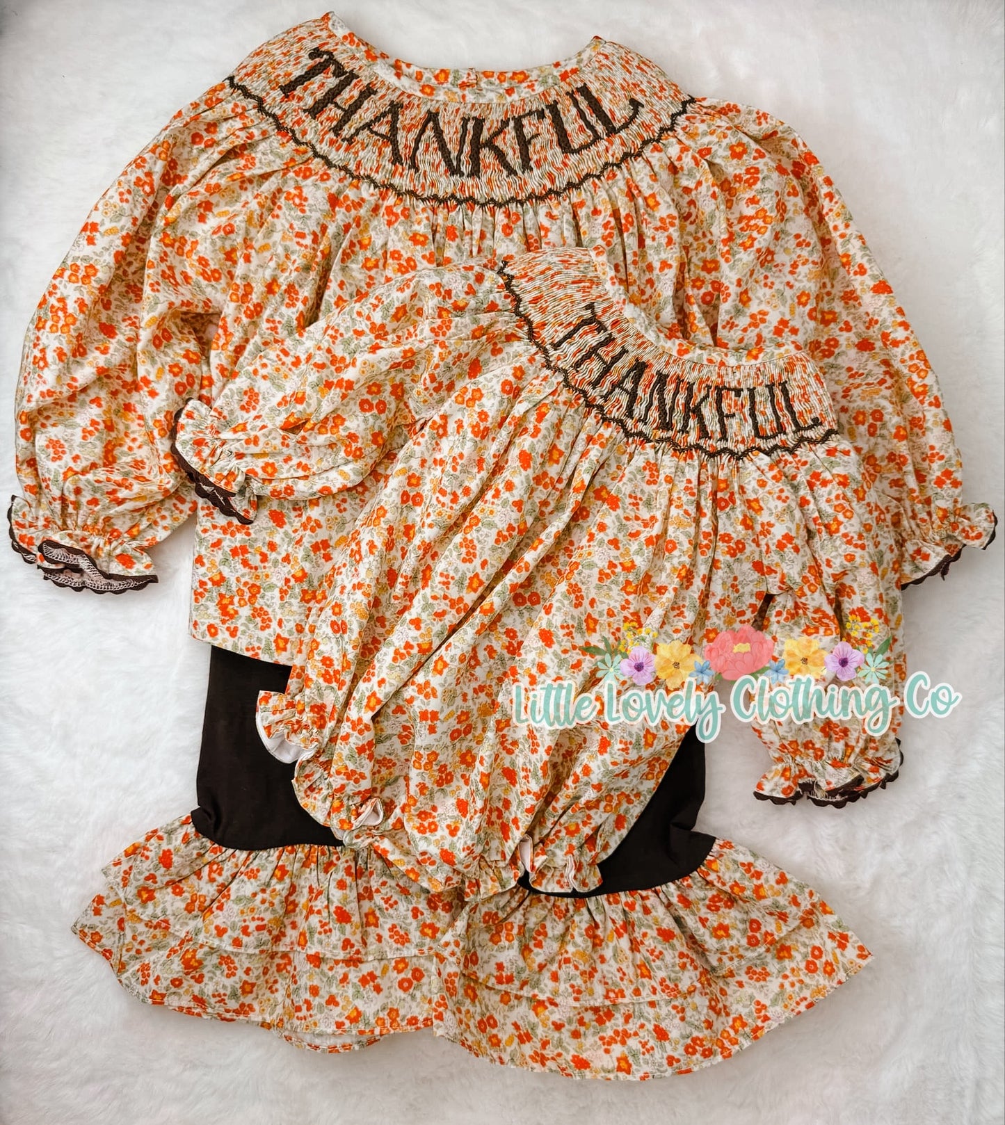 Thankful Smocked Girls Bubble